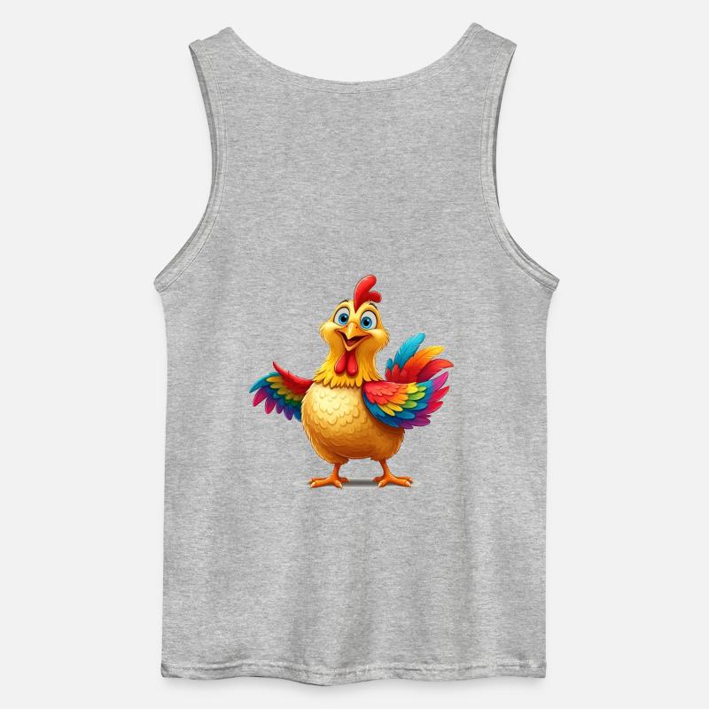 Lebendiges Regenbogenhuhn Illustration - Gildan Männer Tank Top - Grau meliert