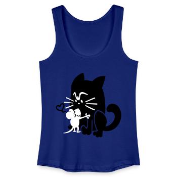 Chat + souris - Débardeur bio Femme - bleu roi - Devant