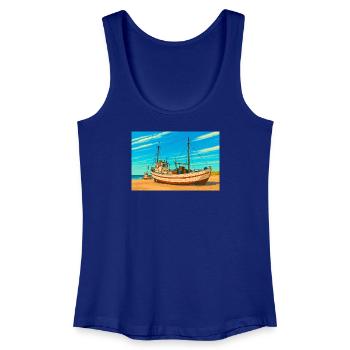 Kutter am Sletterstrand in Dänemark - Frauen Bio Tank Top - Königsblau - Vorne