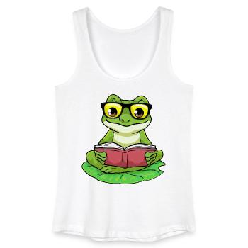 Lunettes de livre Frog Nerd - Débardeur bio Femme - blanc - Devant