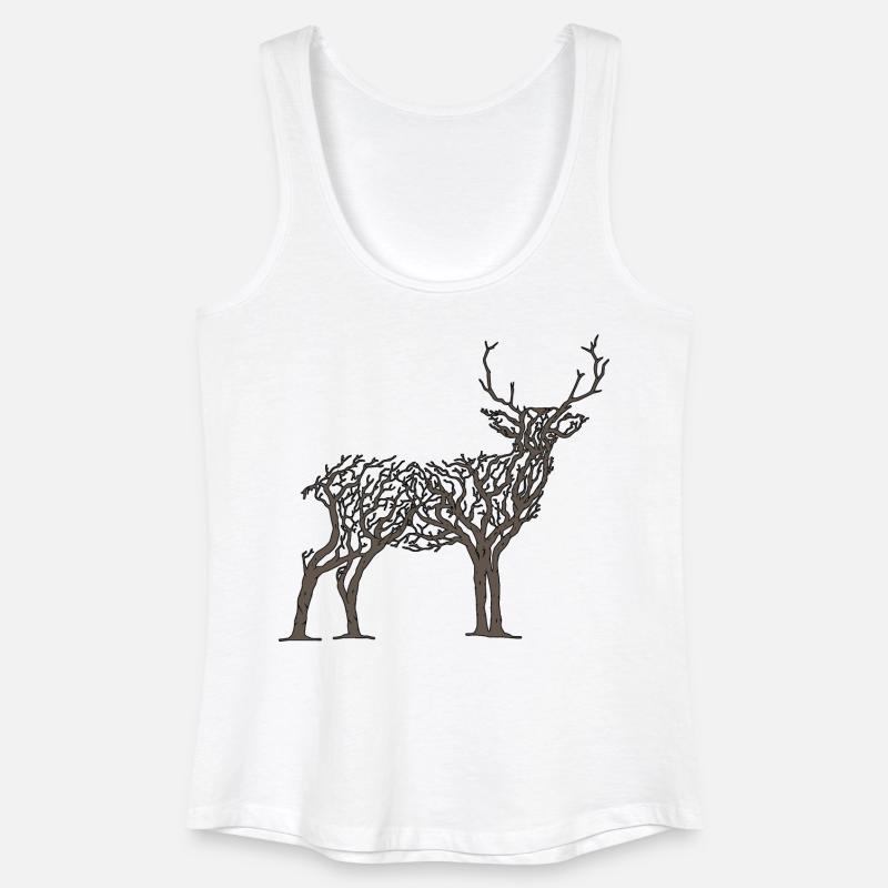 Deer in Tree Branches - Women’s Organic Tank Top - white