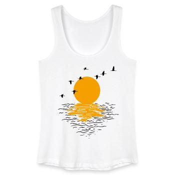 Wildgänse Kraniche Frühling - Frauen Bio Tank Top - Weiß - Vorne