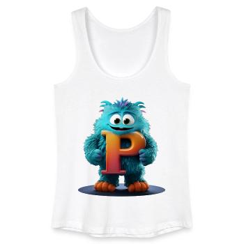 Blaues Monster mit riesigem P - Frauen Bio Tank Top - Weiß - Vorne