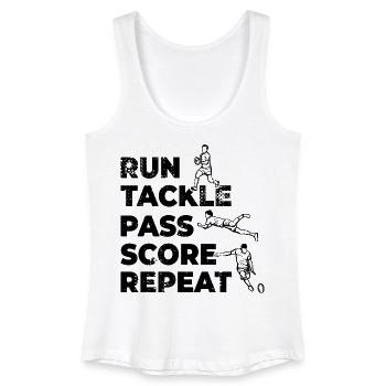 Course, Tacle, Passe, Score, Répétition - Débardeur bio Femme - blanc - Devant