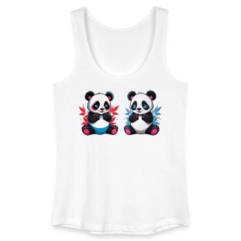 Frère et sœur panda - Débardeur bio Femme - blanc - Devant