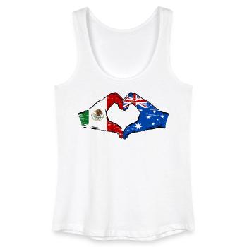 Mexique Australie drapeau mains forme de coeur utilisé - Débardeur bio Femme - blanc - Devant