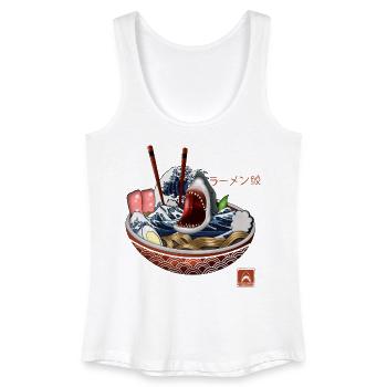 Shark Ramen Bowl – T-shirt mignon de la nourriture japonaise - Débardeur bio Femme - blanc - Devant
