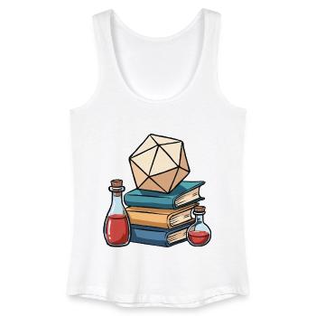 W20 auf Büchern & Heiltränken – Fantasy Dice - Frauen Bio Tank Top - Weiß - Vorne
