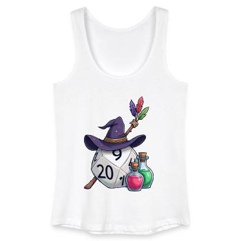 Magischer W20 mit Hut & Zauberstab – Fantasy - Frauen Bio Tank Top - Weiß - Vorne