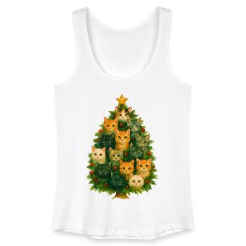 Katzen Weihnachtsbaum Collage - Frauen Bio Tank Top - Weiß - Vorne
