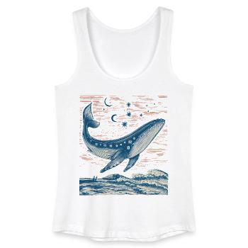 Baleine stellaire mystique au-dessus des vagues nocturnes - Débardeur bio Femme - blanc - Devant