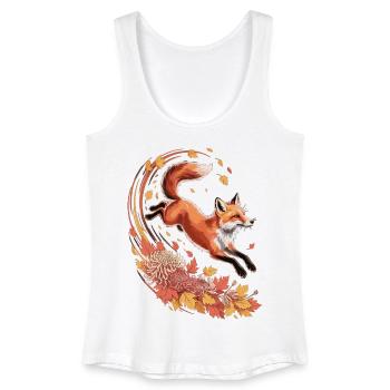 Fuchs Herbst Shirt – Elegantes Fuchs T-Shirt Wald  - Frauen Bio Tank Top - Weiß - Vorne