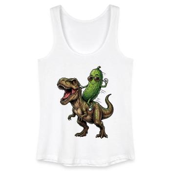 Saure Gurke reitet auf Dinosaurier - Frauen Bio Tank Top - Weiß - Vorne