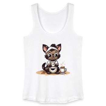 Cuddly Cooking Kitten Illustration - Women’s Organic Tank Top - white - Front