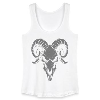 Schädel mit Hörner Widder Totenkopf - Frauen Bio Tank Top - Weiß - Vorne