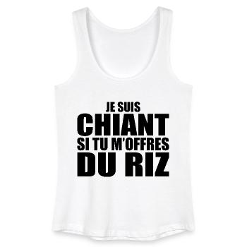 Homme qui adore : Riz. Design Drôle Humour Sushi - Débardeur bio Femme - blanc - Devant