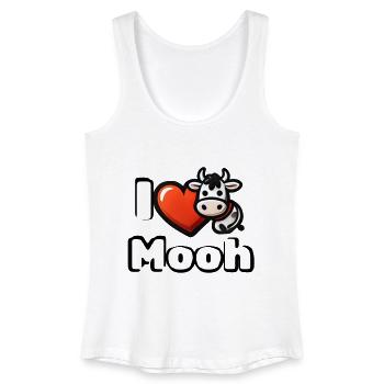 🐮 I ❤️ Moooh – Lustiges Kuh Cartoon T-Shirt - Frauen Bio Tank Top - Weiß - Vorne