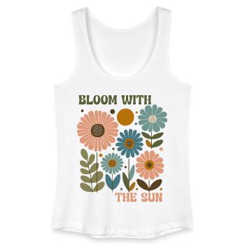 Boho Blumen Shirt – Bloom with the Sun Sommer - Frauen Bio Tank Top - Weiß - Vorne