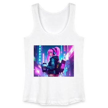 Cyber DJ Coder – Beats, Bytes & Blinks - Frauen Bio Tank Top - Weiß - Vorne