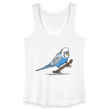 Blauer Wellensittich auf Fingerboard - Frauen Bio Tank Top - Weiß - Vorne
