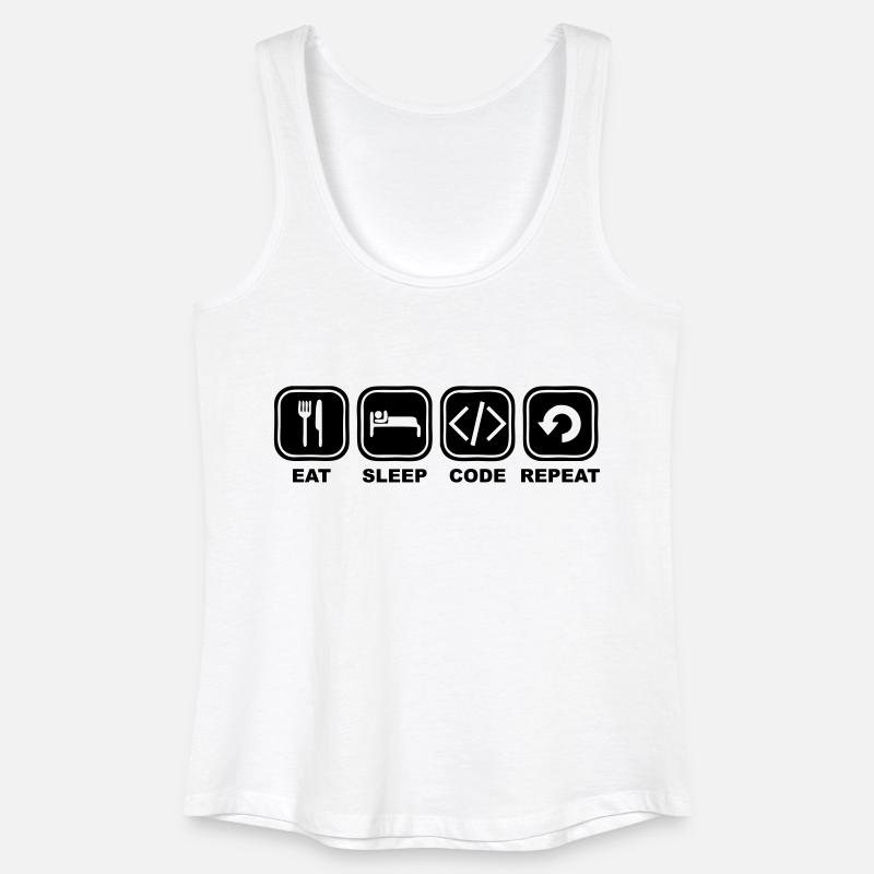 Eat, sleep, Code, Repeat - Débardeur bio Femme - blanc