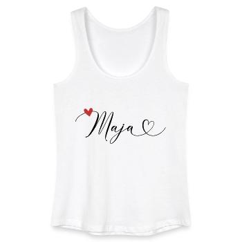 Maja Surname First name Calligraphy Heart - Women’s Organic Tank Top - white - Front