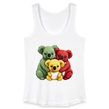 Bunte Koala-Familie, Rotes, Gelbes und Grünes - Frauen Bio Tank Top - Weiß - Vorne