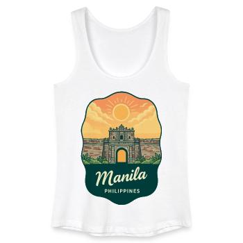 Manila Intramuros Retro Sunset Travel Badge - Women’s Organic Tank Top - white - Front