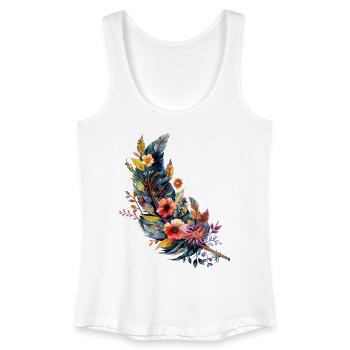 Feather studded with flowers - Women’s Organic Tank Top - white - Front