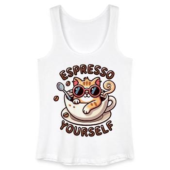 Espresso Katze - Frauen Bio Tank Top - Weiß - Vorne