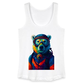 WPAP Stil Tiere - Eisbär im Taucheranzug Atemgerät - Frauen Bio Tank Top - Weiß - Vorne