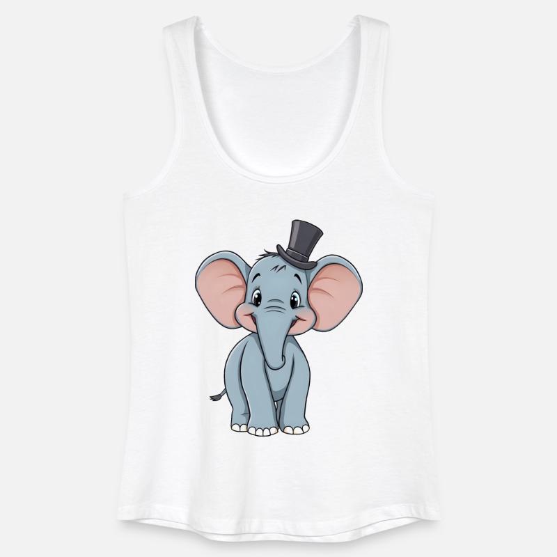 Adorable blue comic elephant With hat - Women’s Organic Tank Top - white