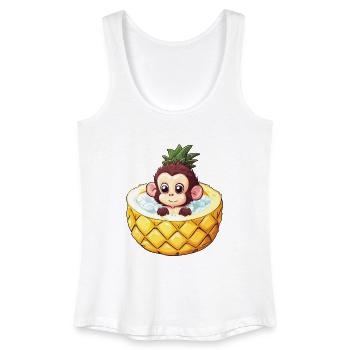 affe badet in Ananas - Lustiges Sommerdesign - Frauen Bio Tank Top - Weiß - Vorne