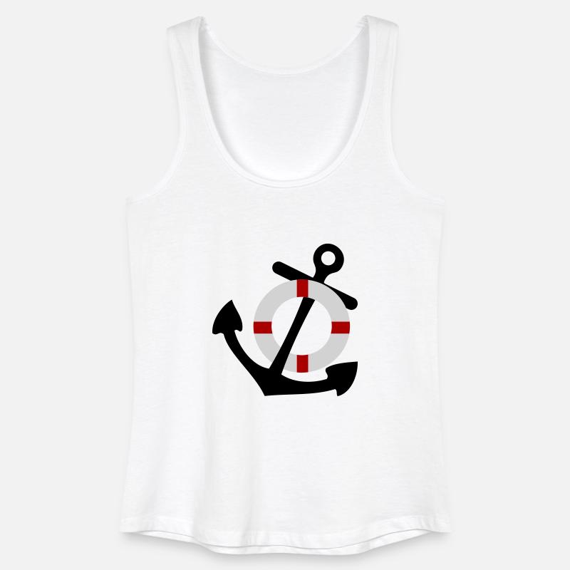 Anker mit Rettungsring - Frauen Bio Tank Top - Weiß