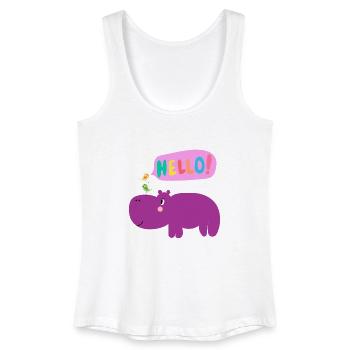 Hippopotame avec gang d’oiseaux - Animaux mignons - Débardeur bio Femme - blanc - Devant