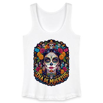 Tête de mort mexicaine sugar skull crâne fleurs - Débardeur bio Femme - blanc - Devant