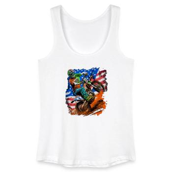 Drapeau américain Motocross Splash - Débardeur bio Femme - blanc - Devant