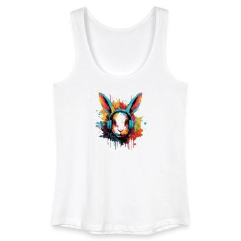 Bunny with headphones, music, hares, hare, dwarf hare - Women’s Organic Tank Top - white - Front