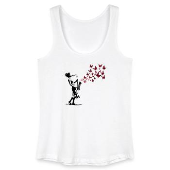 Saxophone Music Butterfly Street Art Style - Women’s Organic Tank Top - white - Front