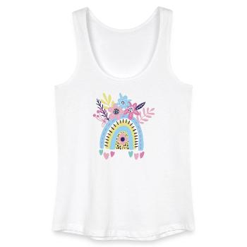 Pastel Rainbow Floral Arc - Women’s Organic Tank Top - white - Front