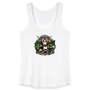 Jungle Grooves: Der Vinyl-Vibes-Affe - Frauen Bio Tank Top - Weiß - Vorne