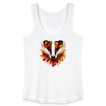 Ein Dachs, gestaltet aus verschiedenen Blättern - Frauen Bio Tank Top - Weiß - Vorne
