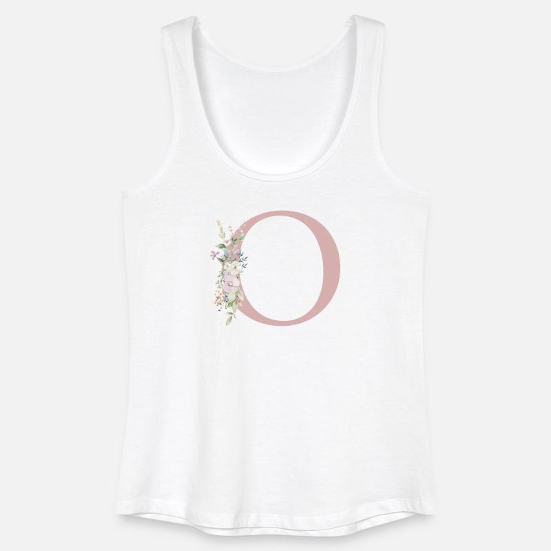 O Monogram, Floral, Customizable - Women’s Organic Tank Top - white