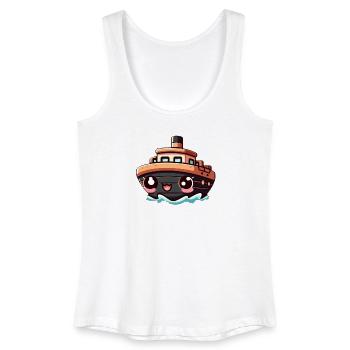 Cheerful ship with eyes - Women’s Organic Tank Top - white - Front