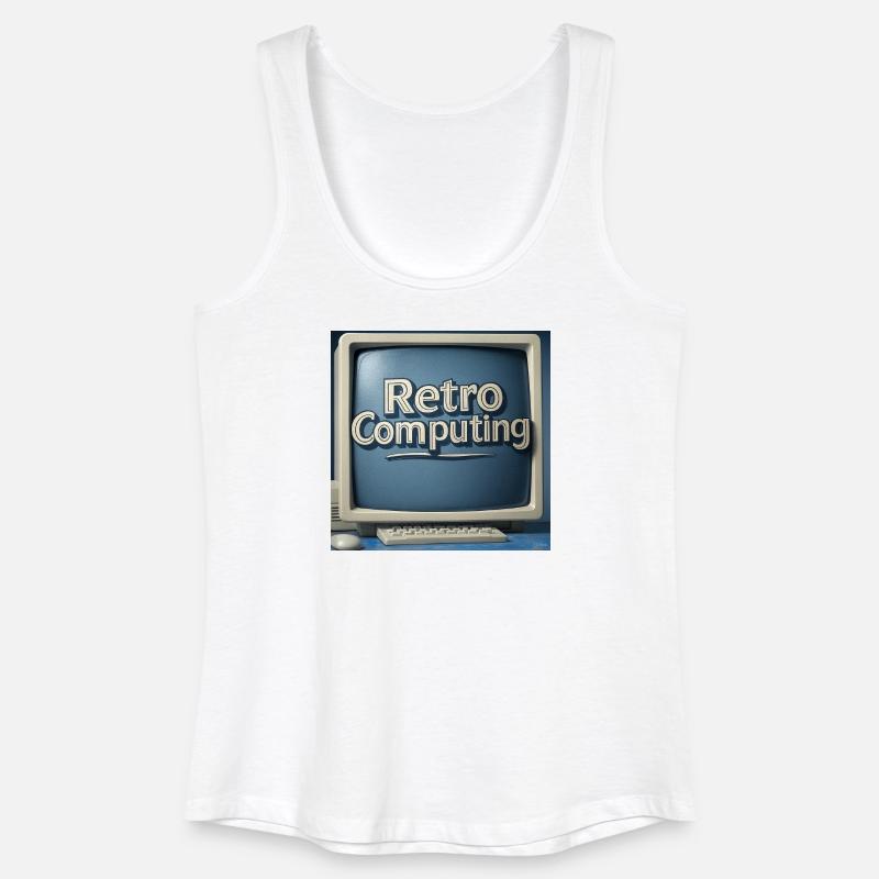 Retro Computer Graphics on Blue Background - Women’s Organic Tank Top - white