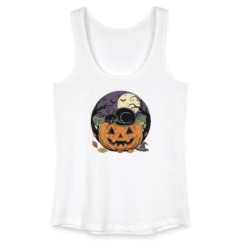 Black Cat Sleeping on Jack-o Lantern | Halloween  - Women’s Organic Tank Top - white - Front