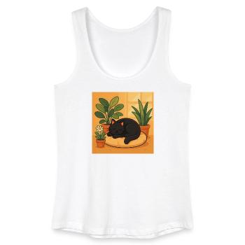 Cozy cat rest with plants - Women’s Organic Tank Top - white - Front