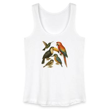 Colorful Illustration of Exotic Birds - Women’s Organic Tank Top - white - Front
