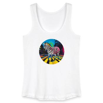 Colorful zebra in neon cityscape - Women’s Organic Tank Top - white - Front