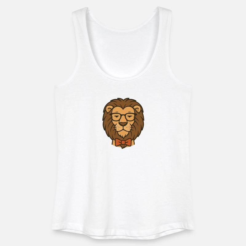 Löwe mit Brille und Fliege - Frauen Bio Tank Top - Weiß